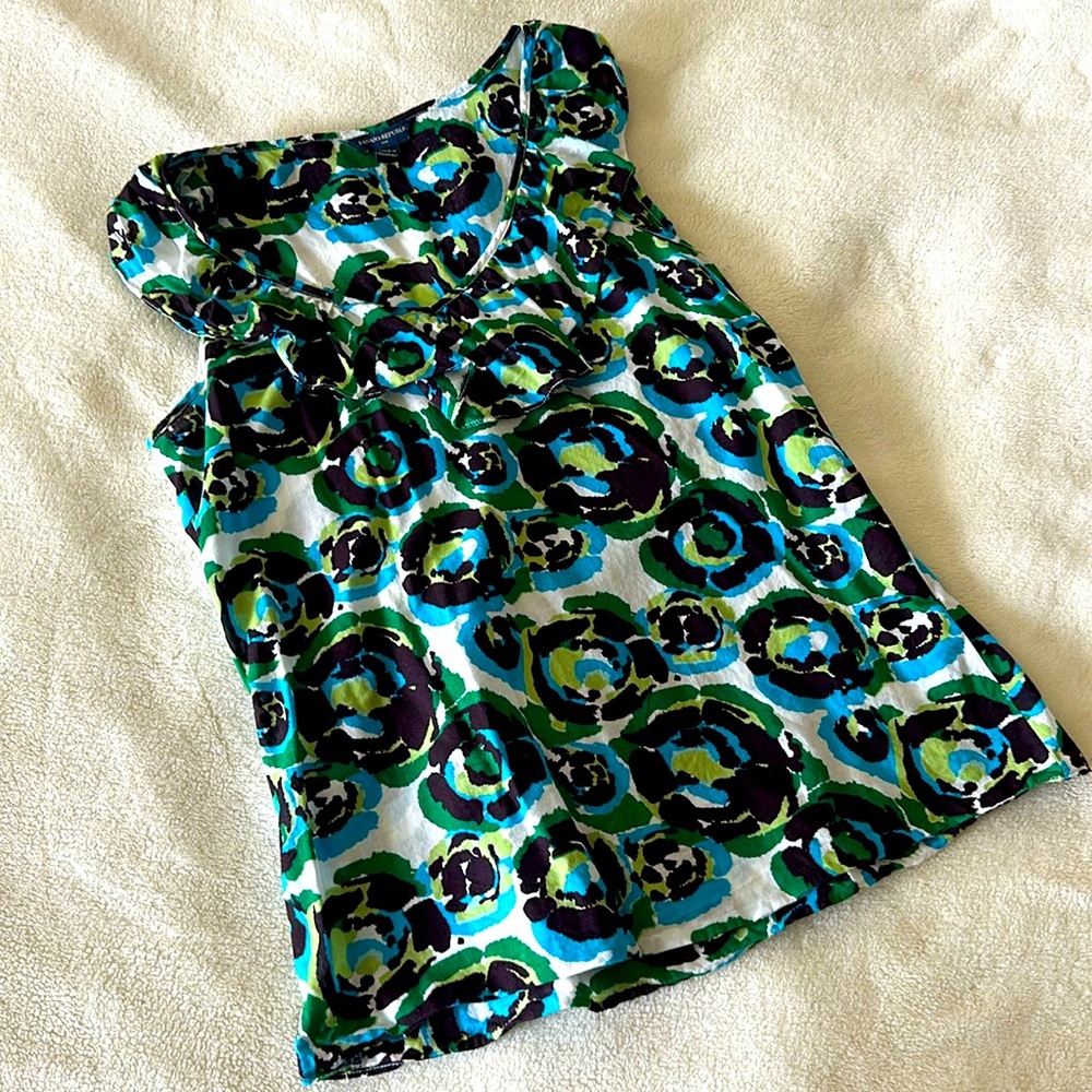 Banana Republic Women’s Blue Green Floral Sleeveless Blouse XS